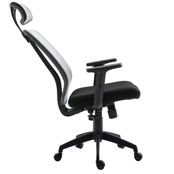 Grey Mesh High Back Executive Office Chair Swivel Desk Chair with Synchro-Tilt, Adjustable Armrest & Headrest - daals