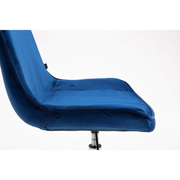 Cherry Tree Furniture Cala Sapphire Blue Colour Velvet Fabric Desk Chair Swivel Chair with Chrome Base - daals