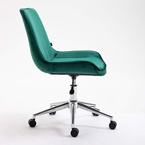 Cherry Tree Furniture Cala Vintage Pine Green Colour Velvet Desk Chair Swivel Chair with Chrome Feet - daals