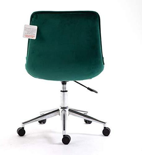 Cherry Tree Furniture Cala Vintage Pine Green Colour Velvet Desk Chair Swivel Chair with Chrome Feet - daals