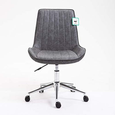Cala Vintage Gray PU Leather Desk Chair Swivel Chair with Chrome Feet