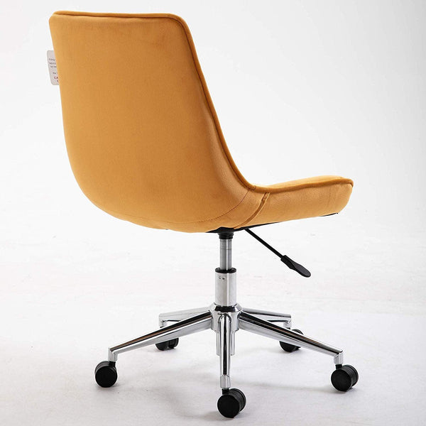 Cherry Tree Furniture Cala Mustard Yellow Colour Velvet Fabric Desk Chair Swivel Chair with Chrome Base - daals