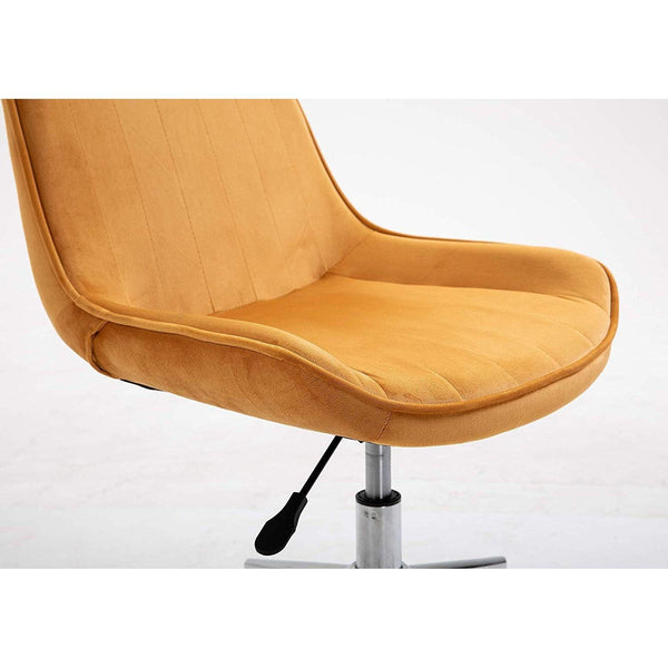 Cherry Tree Furniture Cala Mustard Yellow Colour Velvet Fabric Desk Chair Swivel Chair with Chrome Base - daals