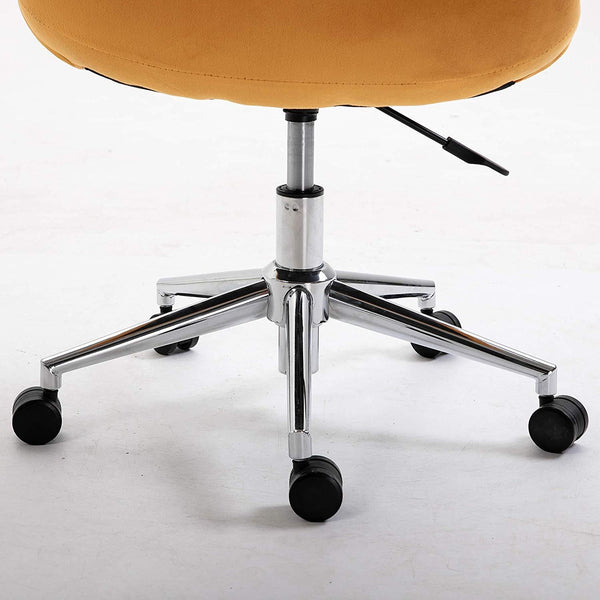 Cherry Tree Furniture Cala Mustard Yellow Colour Velvet Fabric Desk Chair Swivel Chair with Chrome Base - daals