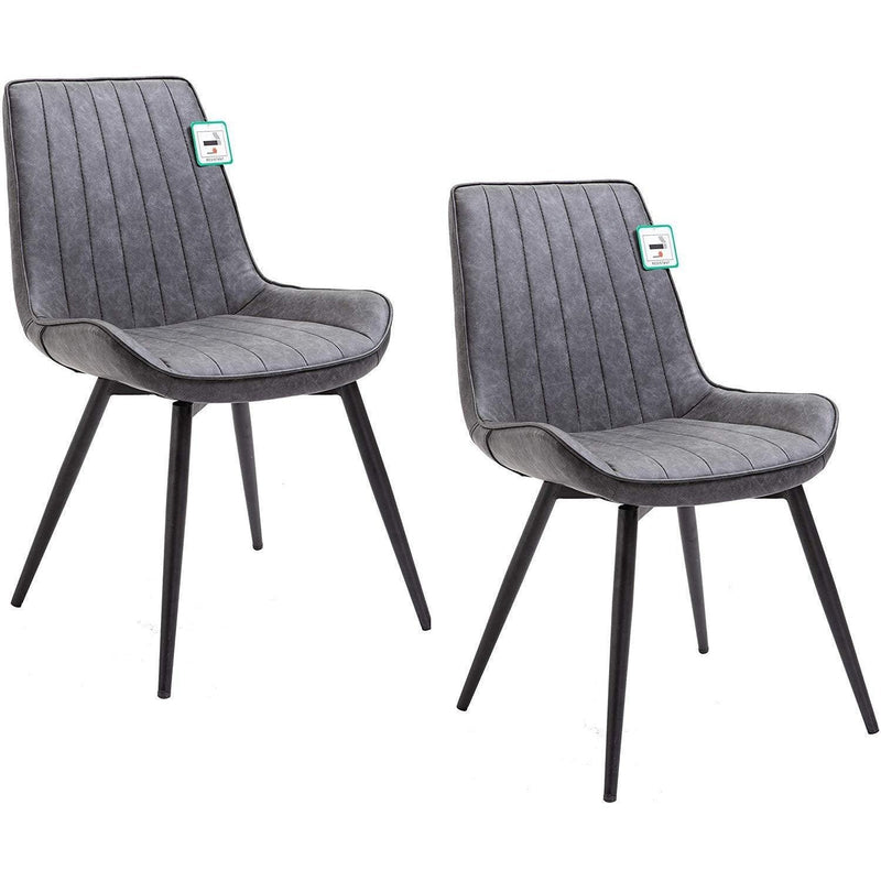 Cala Set of 2 Grey PU leather Dining Chairs - daals