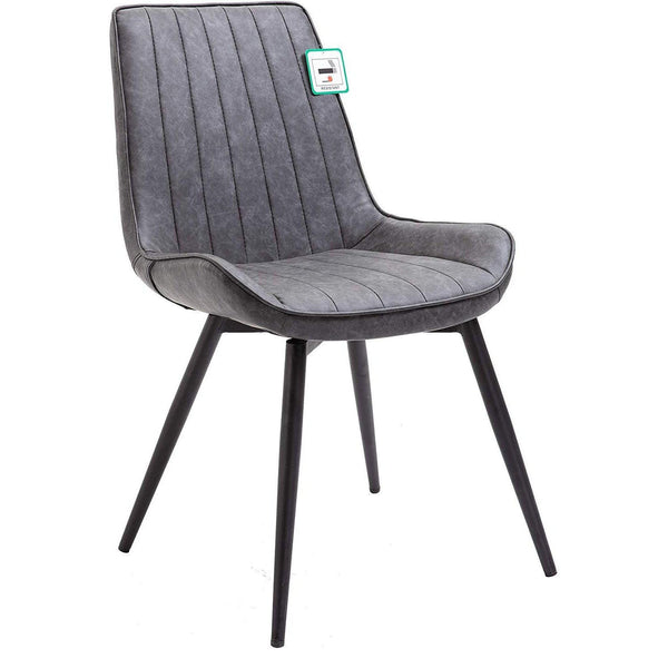 Cala Set of 2 Grey PU leather Dining Chairs - daals