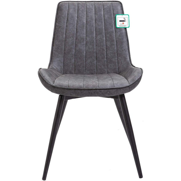 Cala Set of 2 Grey PU leather Dining Chairs - daals