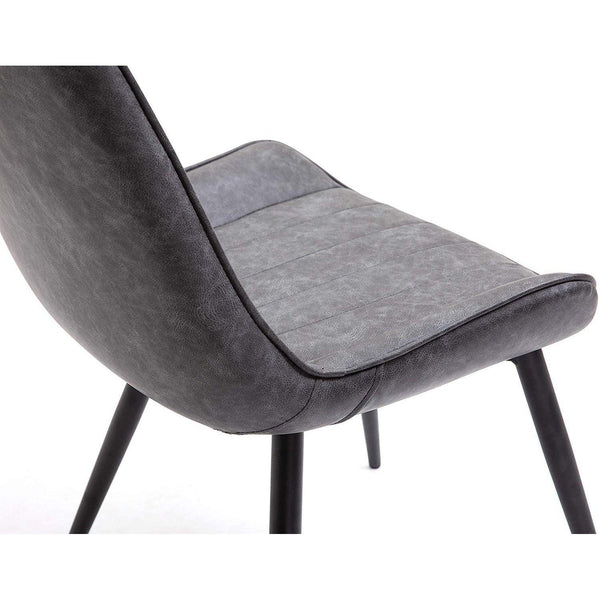 Cala Set of 2 Grey PU leather Dining Chairs - daals