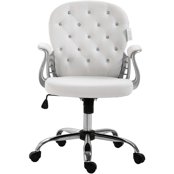 White Faux Leather Chesterfield Swivel Chair - daals