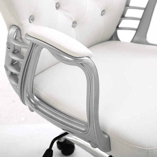 White Faux Leather Chesterfield Swivel Chair - daals