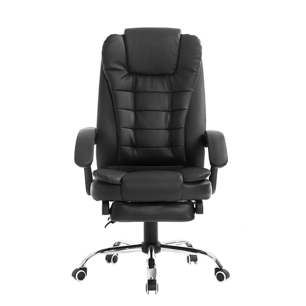 Luxury Extra Padded High Back Recline Faux Leather Relaxing Executive Chair With Footrest, MR34 Black - daals