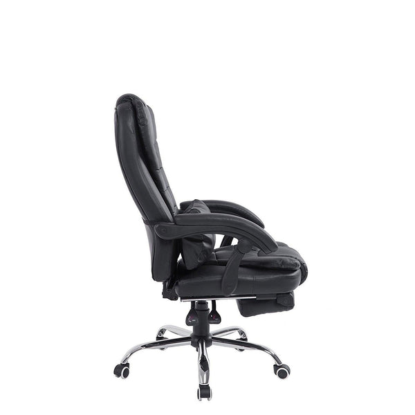 Luxury Extra Padded High Back Recline Faux Leather Relaxing Executive Chair With Footrest, MR34 Black - daals