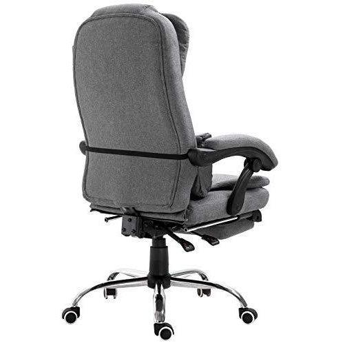 Executive Reclining Computer Desk Chair with Footrest, Headrest and Lumbar Cushion Support Furniture, MR34 Grey Fabric - daals