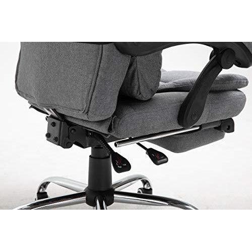 Executive Reclining Computer Desk Chair with Footrest, Headrest and Lumbar Cushion Support Furniture, MR34 Grey Fabric - daals