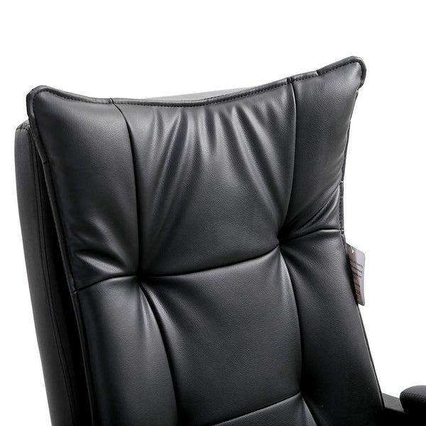 Executive Double Layer Padding Recline Office Desk Chair with Footrest, MR77 Black PU - daals
