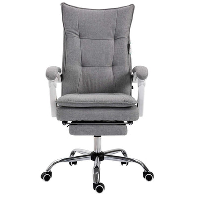 Executive Double Layer Padding Recline Office Desk Chair with Footrest, MR77 Gray Fabric