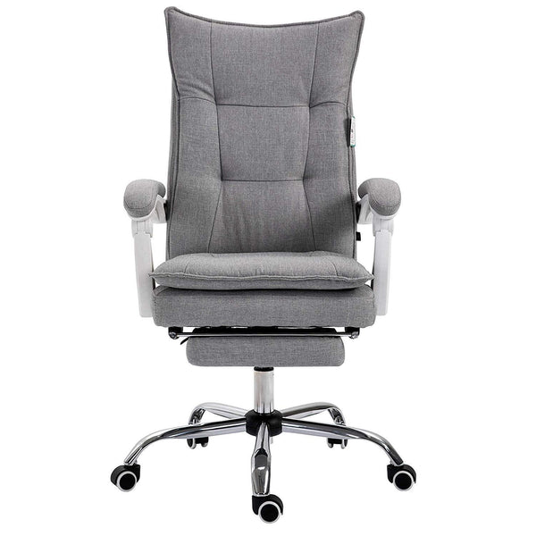 Executive Double Layer Padding Recline Office Desk Chair with Footrest, MR77 Grey Fabric - daals