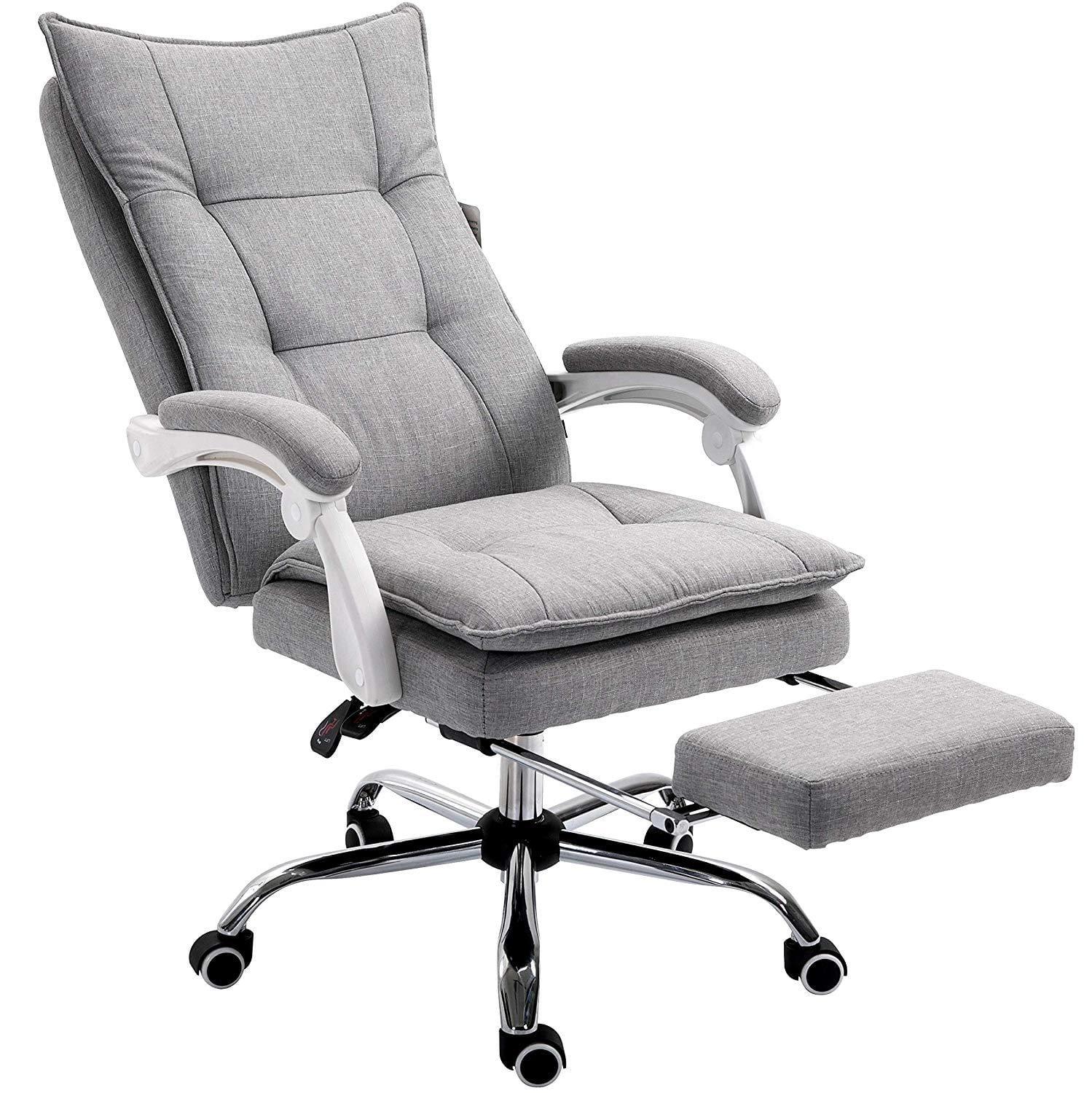 Footrest Grey Fabric Computer Chair Efomao Fabric Office Chair