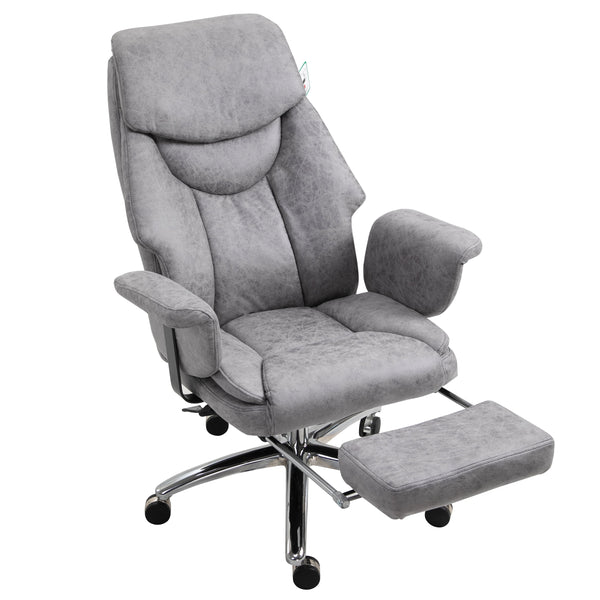 Abraham Wingback Style Office Chair with Footrest in Grey Vintage PU Leather