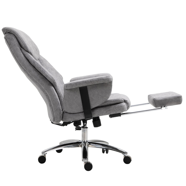 Abraham Wingback Style Office Chair with Footrest in Grey Vintage PU Leather