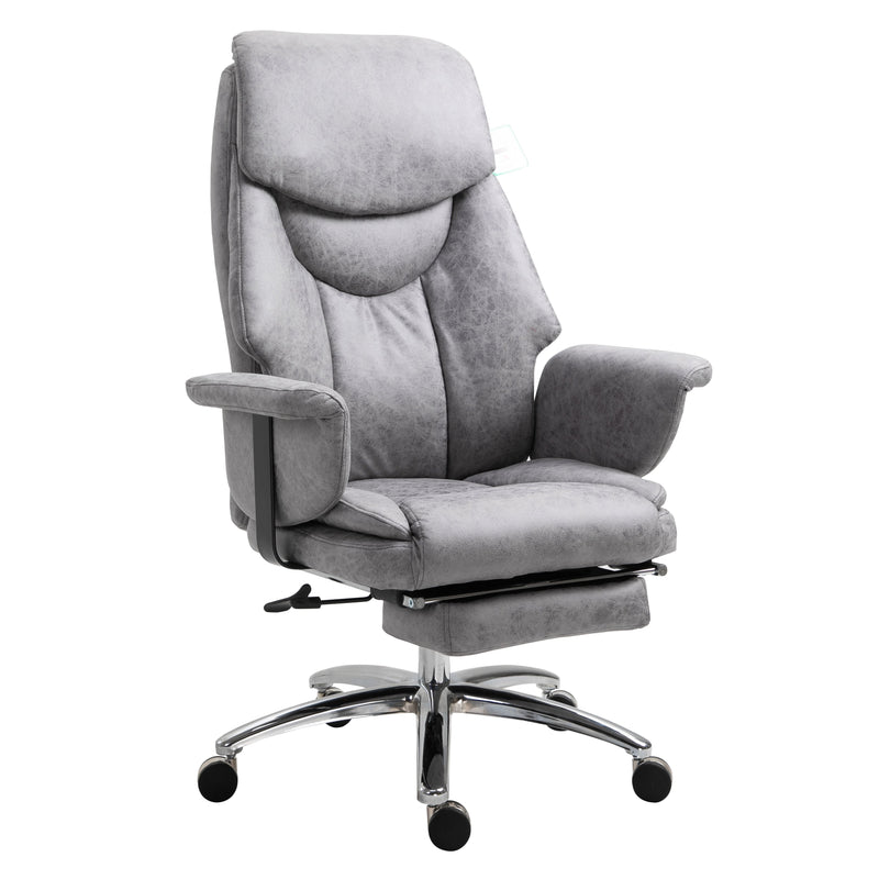 Abraham Wingback Style Office Chair with Footrest in Gray Vintage PU Leather