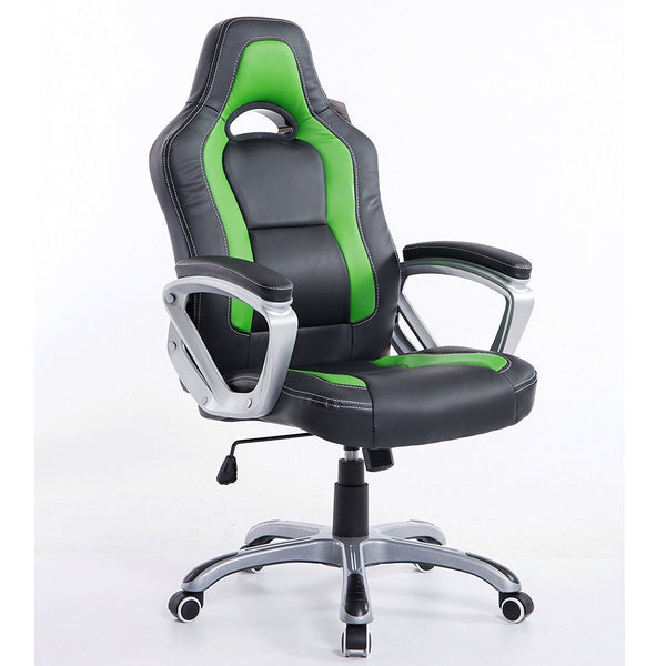Racing Sport Swivel Office Chair in Black & Green