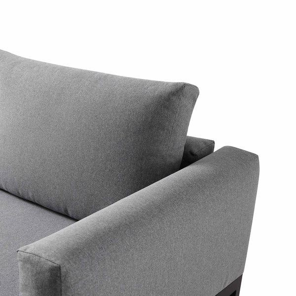 Calabasas Large Outdoor Fabric and Aluminum Corner Casual Dining Set with Rising Table, Dark Gray