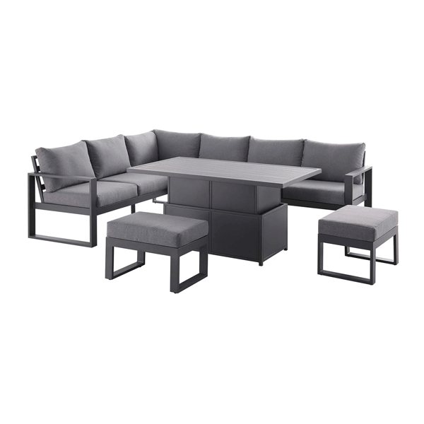 Albany Aluminium Large Corner Casual Dining Set with Rising Table, Gray