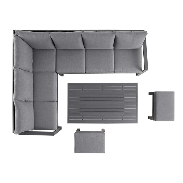 Albany Aluminium Large Corner Casual Dining Set with Rising Table, Gray