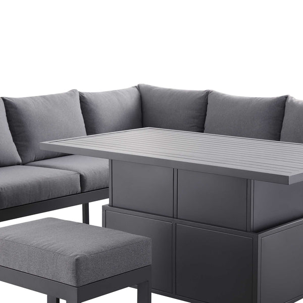 Albany Aluminium Large Corner Casual Dining Set with Rising Table, Gray
