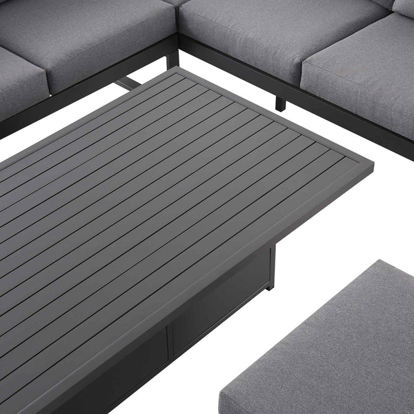 Albany Aluminium Large Corner Casual Dining Set with Rising Table, Gray