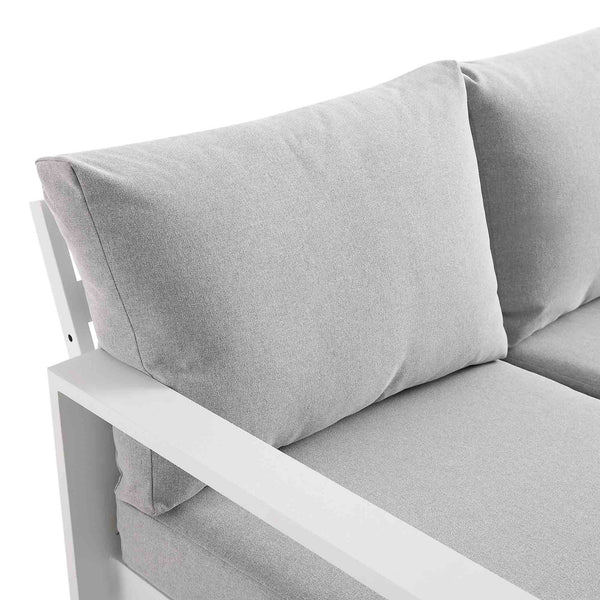 Albany Aluminum Large Corner Casual Dining Set with Rising Table, White