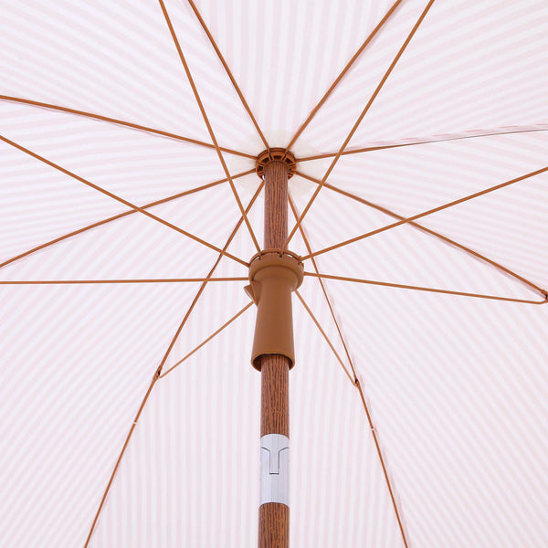 Gabriel Pink and White Striped Fringed Parasol with Tilt