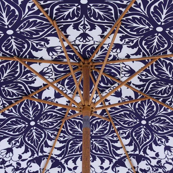 Blue Flower 2.6M Octagonal Tassel Parasol with Aluminium Tilt