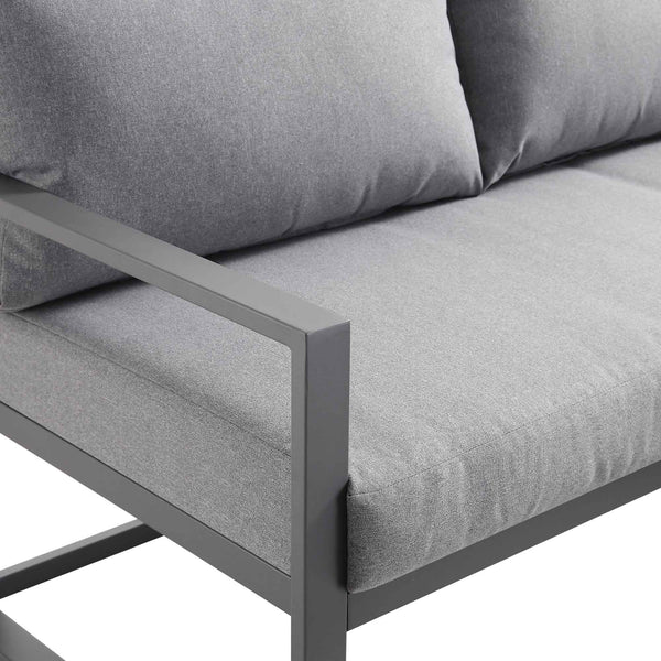 Albany Aluminum Corner Sofa Set with Reclining Back and Coffee Table, Gray