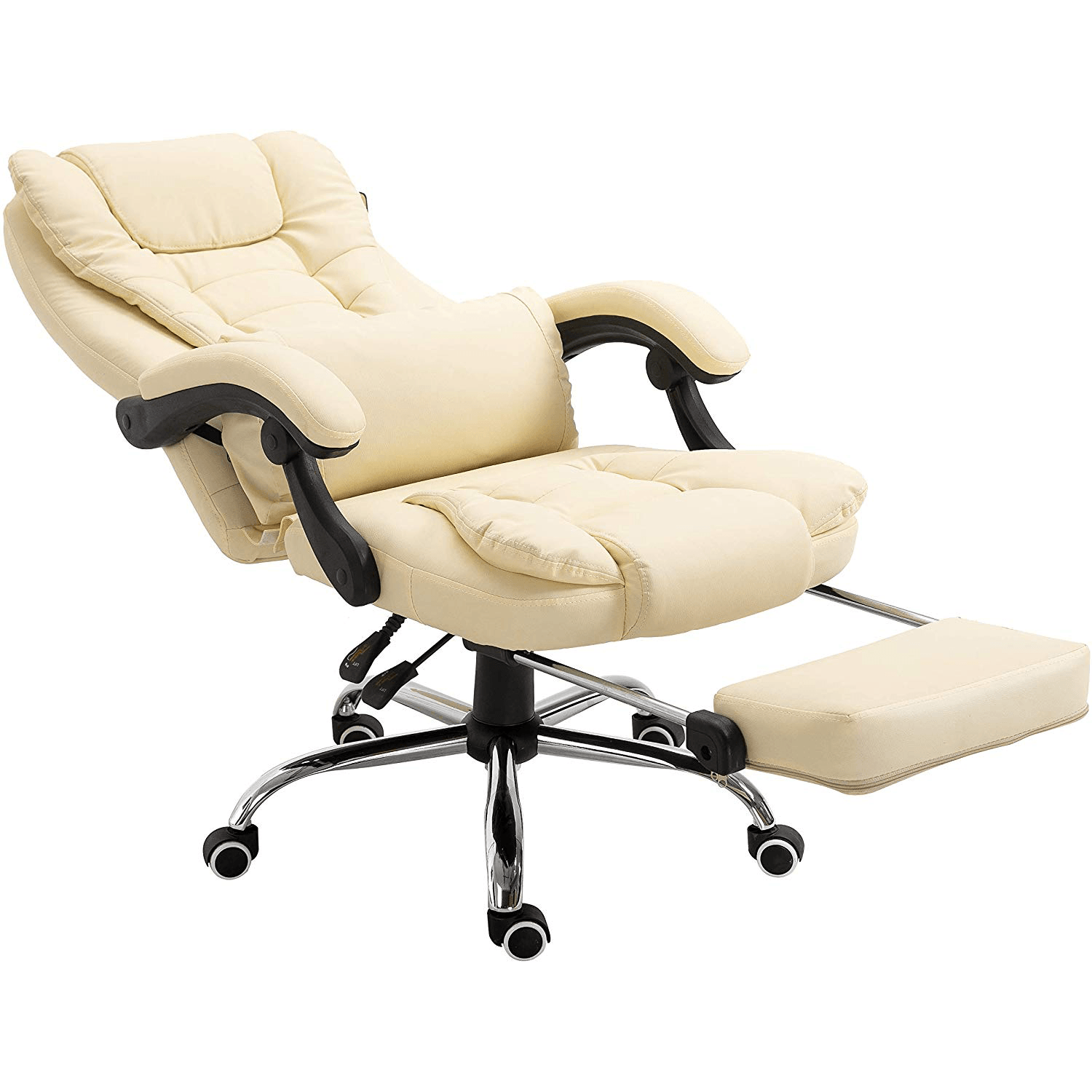 Executive Reclining Computer Desk Chair with Footrest, Headrest and Lumbar  Cushion Support Furniture, MR34 Grey Fabric