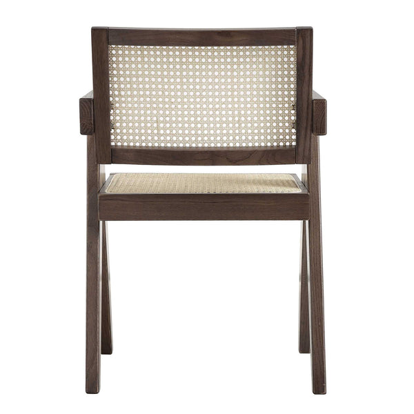 Jeanne Dark Walnut Cane Rattan Solid Beech Wood Dining Chair