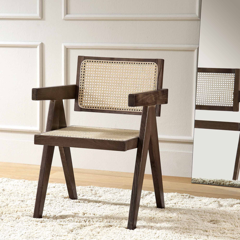 Lanut Rattan Jeanne Dark Walnut Cane Rattan Solid Beech Wood Dining Chair | daals.com