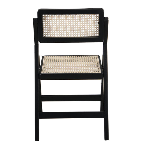 Frances Set of 2 Folding Cane Rattan Chairs in Black