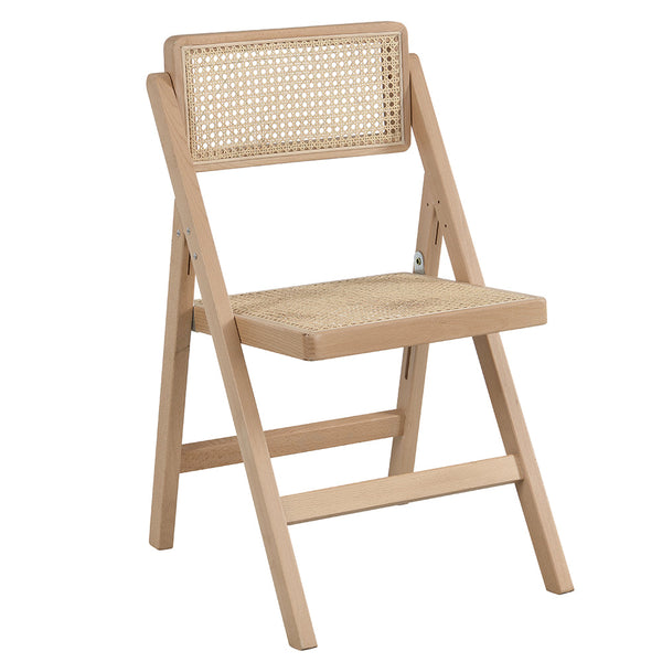 Frances Set of 2 Folding Cane Rattan Chairs in Natural