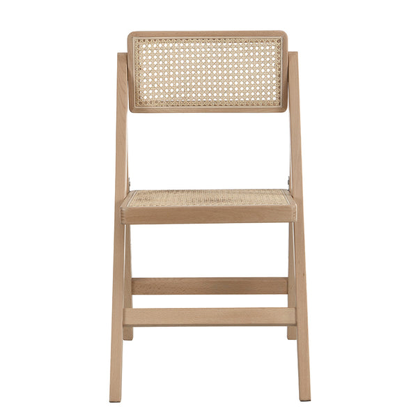 Frances Set of 2 Folding Cane Rattan Chairs in Natural