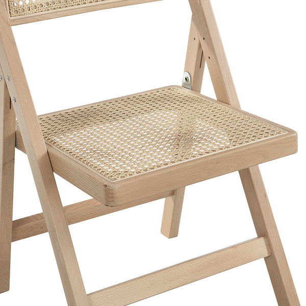 Frances Set of 2 Folding Cane Rattan Chairs in Natural
