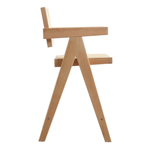 Jeanne Natural Cane Rattan Solid Beech Wood Counter Stool