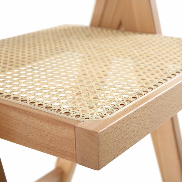 Jeanne Natural Cane Rattan Solid Beech Wood Counter Stool