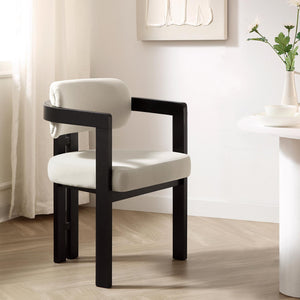 Stanford Curved Black Wood Frame Champagne Velvet Chair