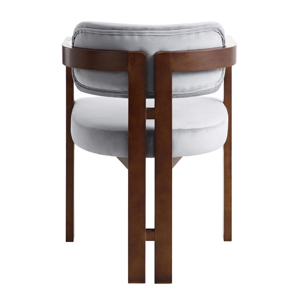 Stanford Curved Walnut Wood Frame Gray Velvet Chair