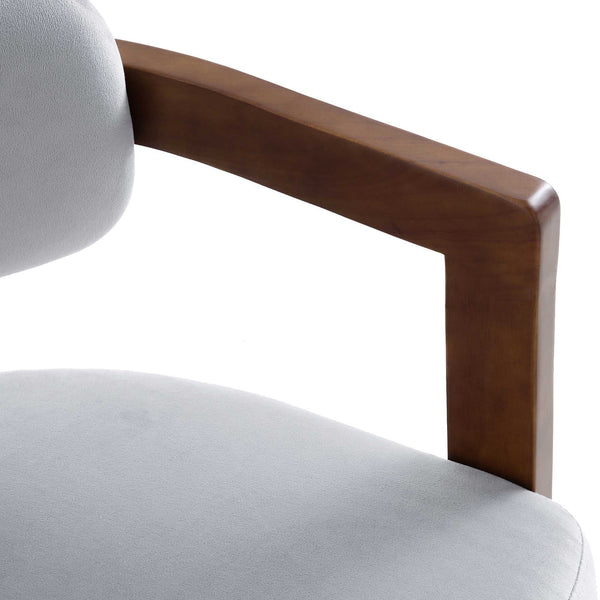 Stanford Curved Walnut Wood Frame Gray Velvet Chair