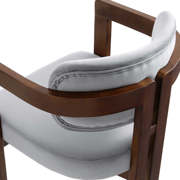 Stanford Curved Walnut Wood Frame Gray Velvet Chair