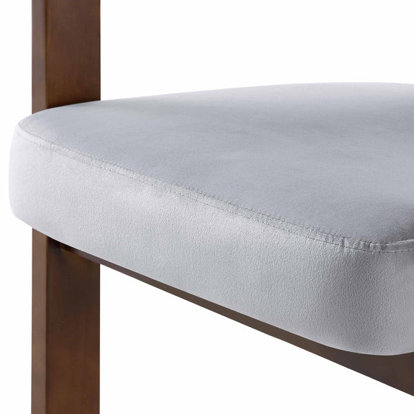 Stanford Curved Walnut Wood Frame Gray Velvet Chair