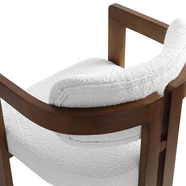 Stanford Curved Walnut Wood Frame White Boucle Chair